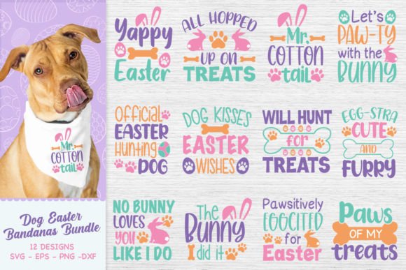 Funny Dog Easter Bandana Bundle Svg